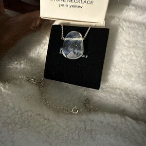 Avon Silver Necklace with Pale Yellow Stone